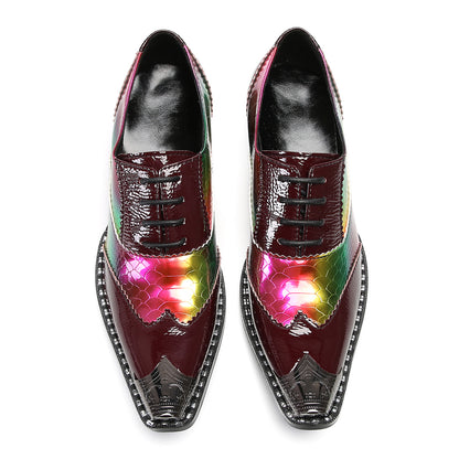 Mens Square Toe Two-Tone Brogue Western Oxfords Shoes
