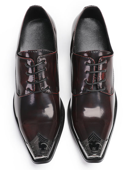 Mens Dress Tuxedo Genuine Leather Metal Tip Toe Heel Western Oxfords