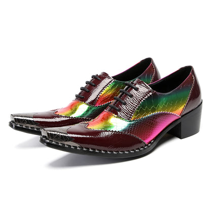 Mens Square Toe Two-Tone Brogue Western Oxfords Shoes