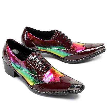 Mens Square Toe Two-Tone Brogue Western Oxfords Shoes