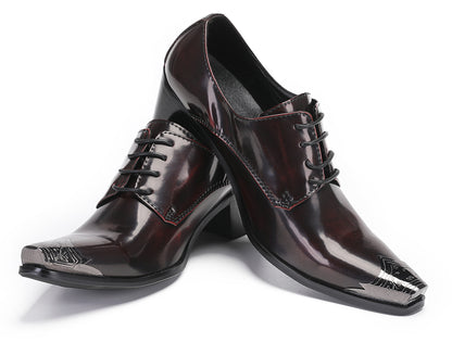 Mens Dress Tuxedo Genuine Leather Metal Tip Toe Heel Western Oxfords