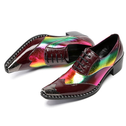 Mens Square Toe Two-Tone Brogue Western Oxfords Shoes