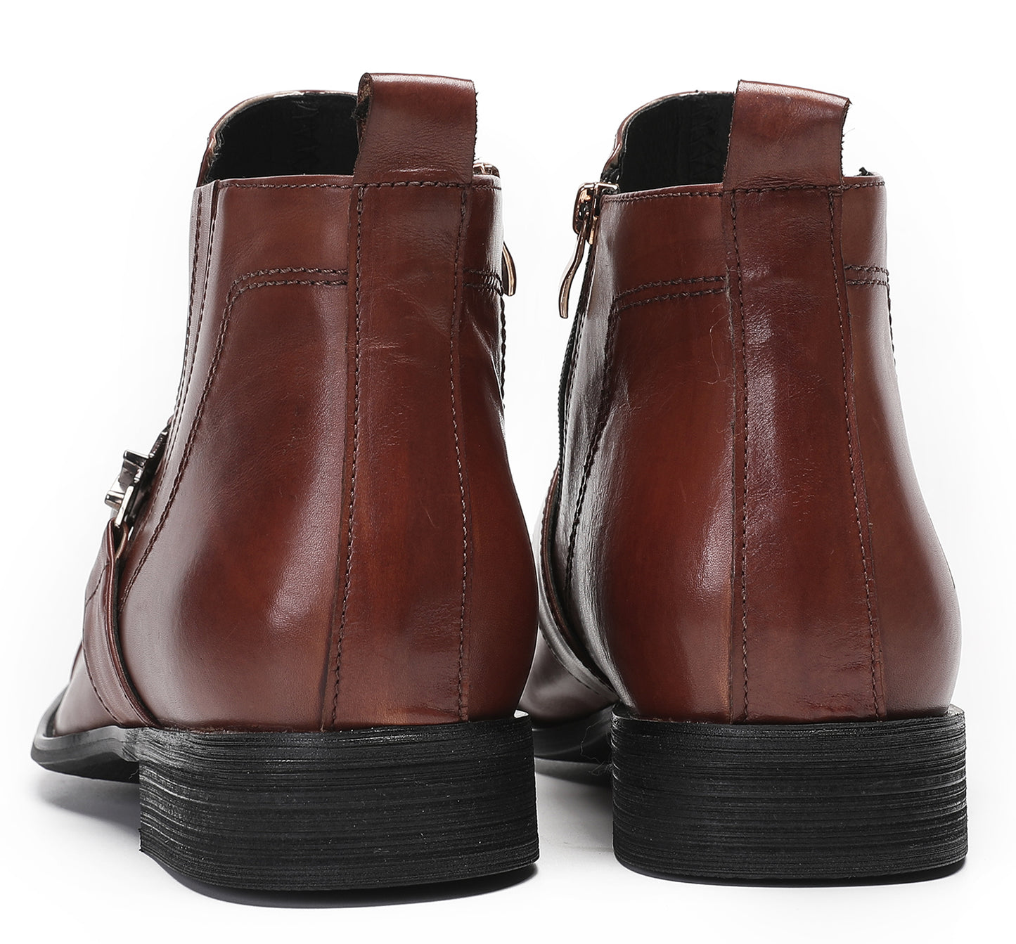 Mens Genuine Leather Casual Dress Wingtip Zipper Ankle Boots