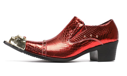 Mens Metal-Tip Toe Red Diamond Western Loafers