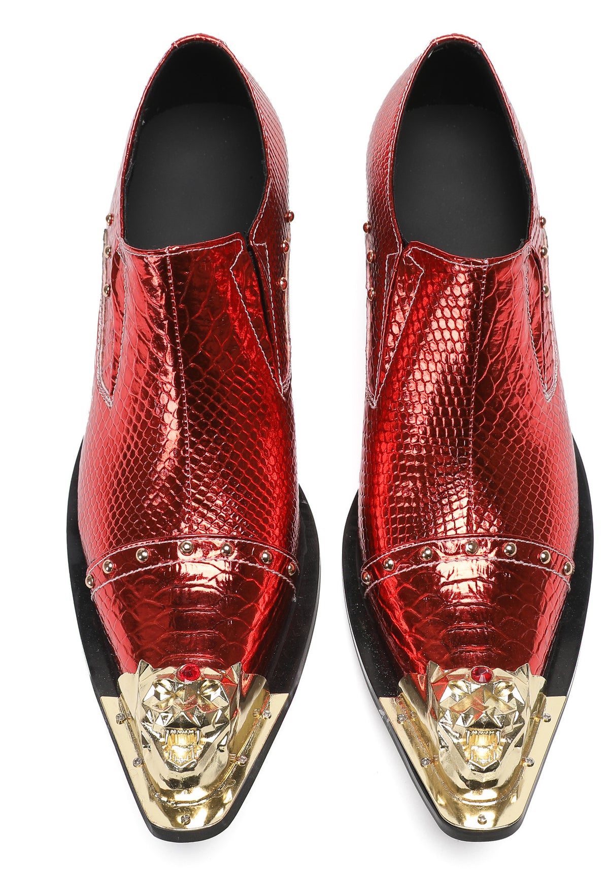 Mens Metal-Tip Toe Red Diamond Western Loafers