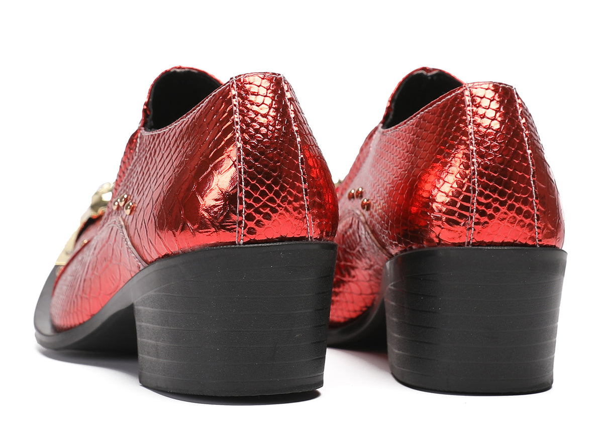 Mens Metal-Tip Toe Red Diamond Western Loafers