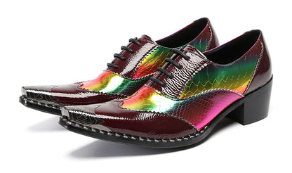 Men‘s Metal Toe Cap Two-Tone Wingtip Oxfords Western Shoes