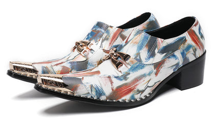 Mens Colorful Art Print Unique Artistic Design Western Loafers