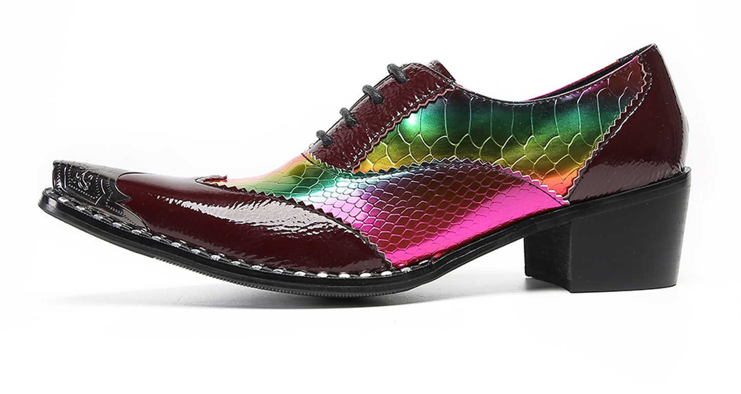 Men‘s Metal Toe Cap Two-Tone Wingtip Oxfords Western Shoes