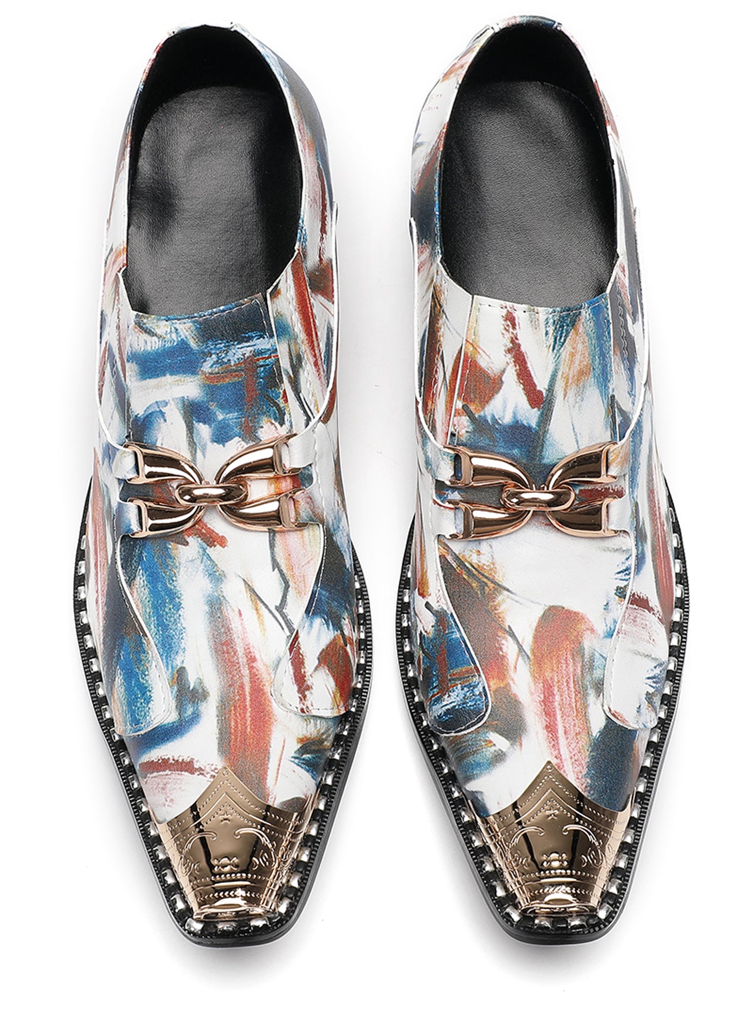 Mens Colorful Art Print Unique Artistic Design Western Loafers