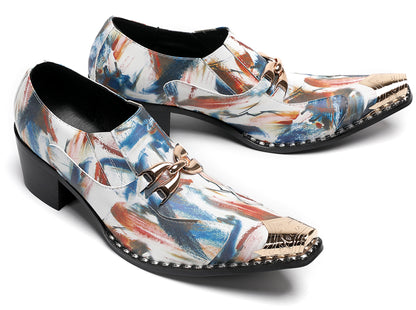 Mens Colorful Art Print Unique Artistic Design Western Loafers