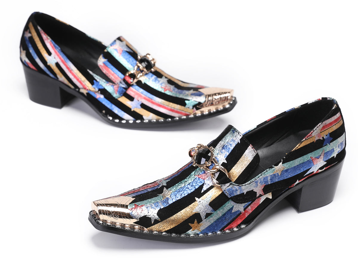 Mens Disco Party Dress Casual Slip On Western Loafers