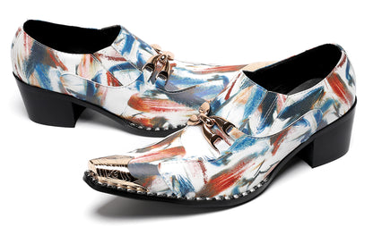 Mens Colorful Art Print Unique Artistic Design Western Loafers