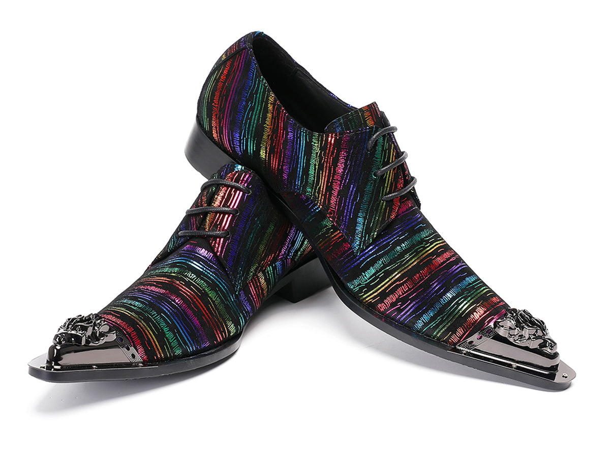 Mens Holographic Rainbow Pattern Western Oxfords