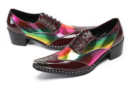 Men‘s Metal Toe Cap Two-Tone Wingtip Oxfords Western Shoes