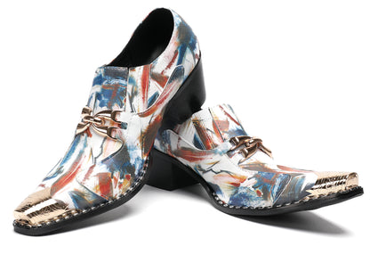 Mens Colorful Art Print Unique Artistic Design Western Loafers