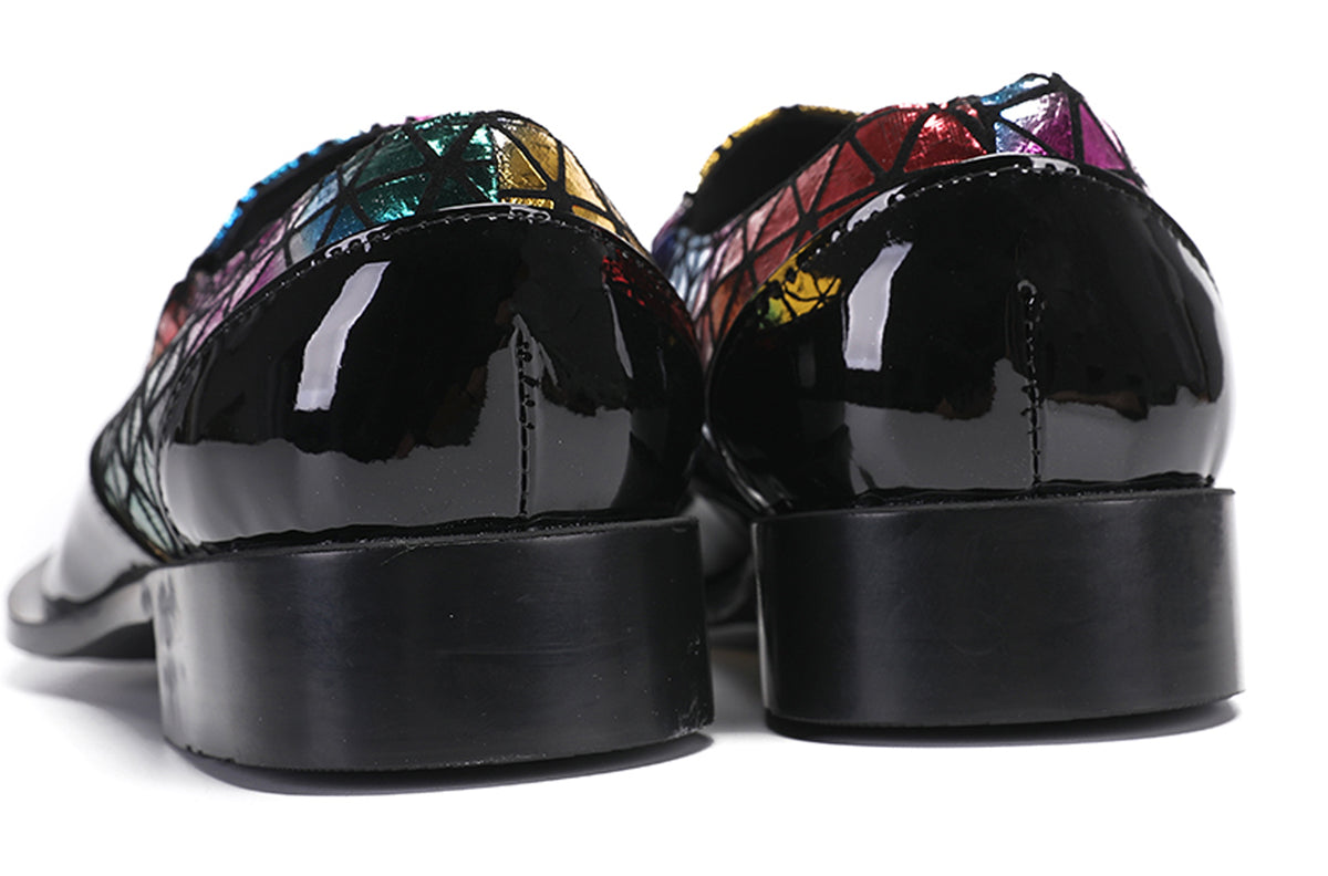 Mens Slip On Disco Two Tone Plaid Western Loafers