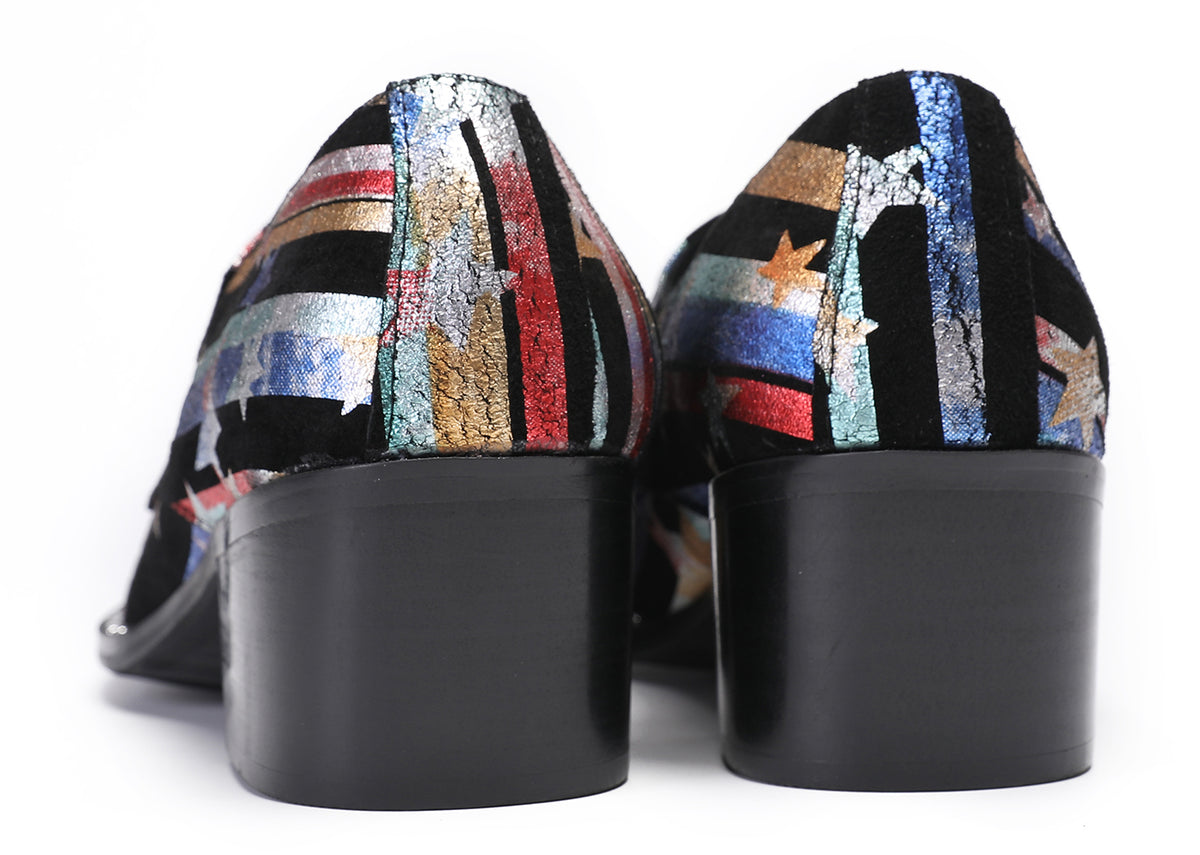 Mens Disco Party Dress Casual Slip On Western Loafers
