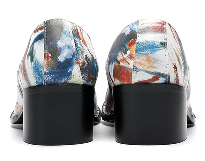 Mens Colorful Art Print Unique Artistic Design Western Loafers