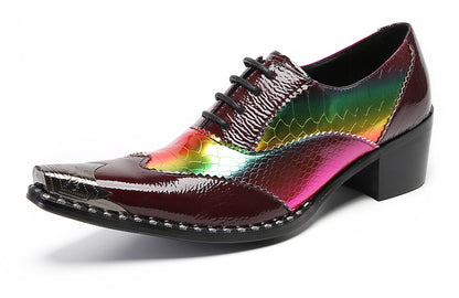 Men‘s Metal Toe Cap Two-Tone Wingtip Oxfords Western Shoes