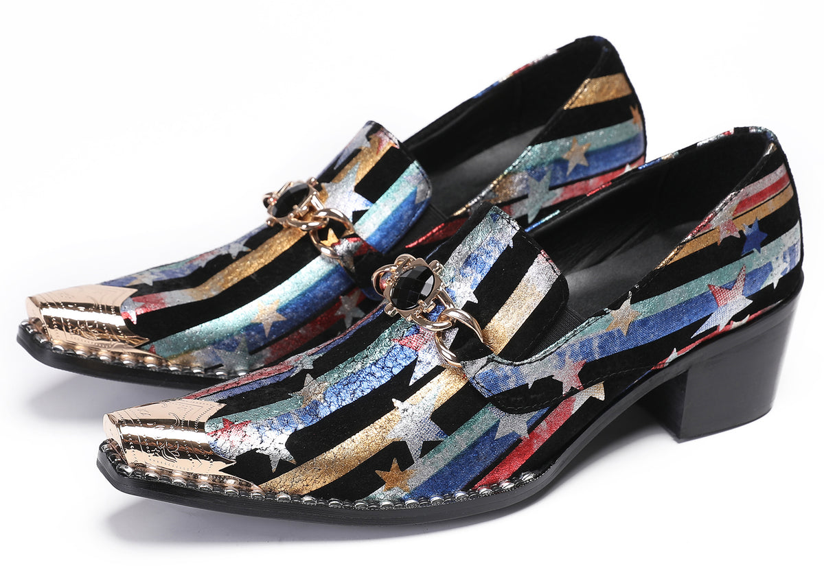 Mens Disco Party Dress Casual Slip On Western Loafers