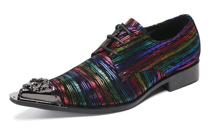 Mens Holographic Rainbow Pattern Western Oxfords