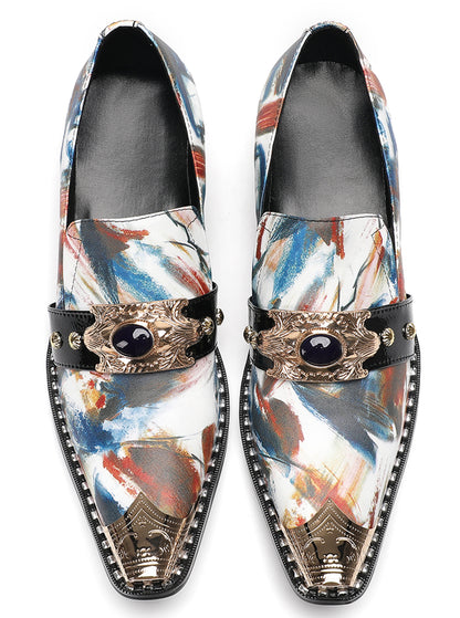 Mens Colorful Art Print Unique Artistic Design Western Loafers