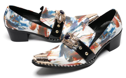 Mens Colorful Art Print Unique Artistic Design Western Loafers