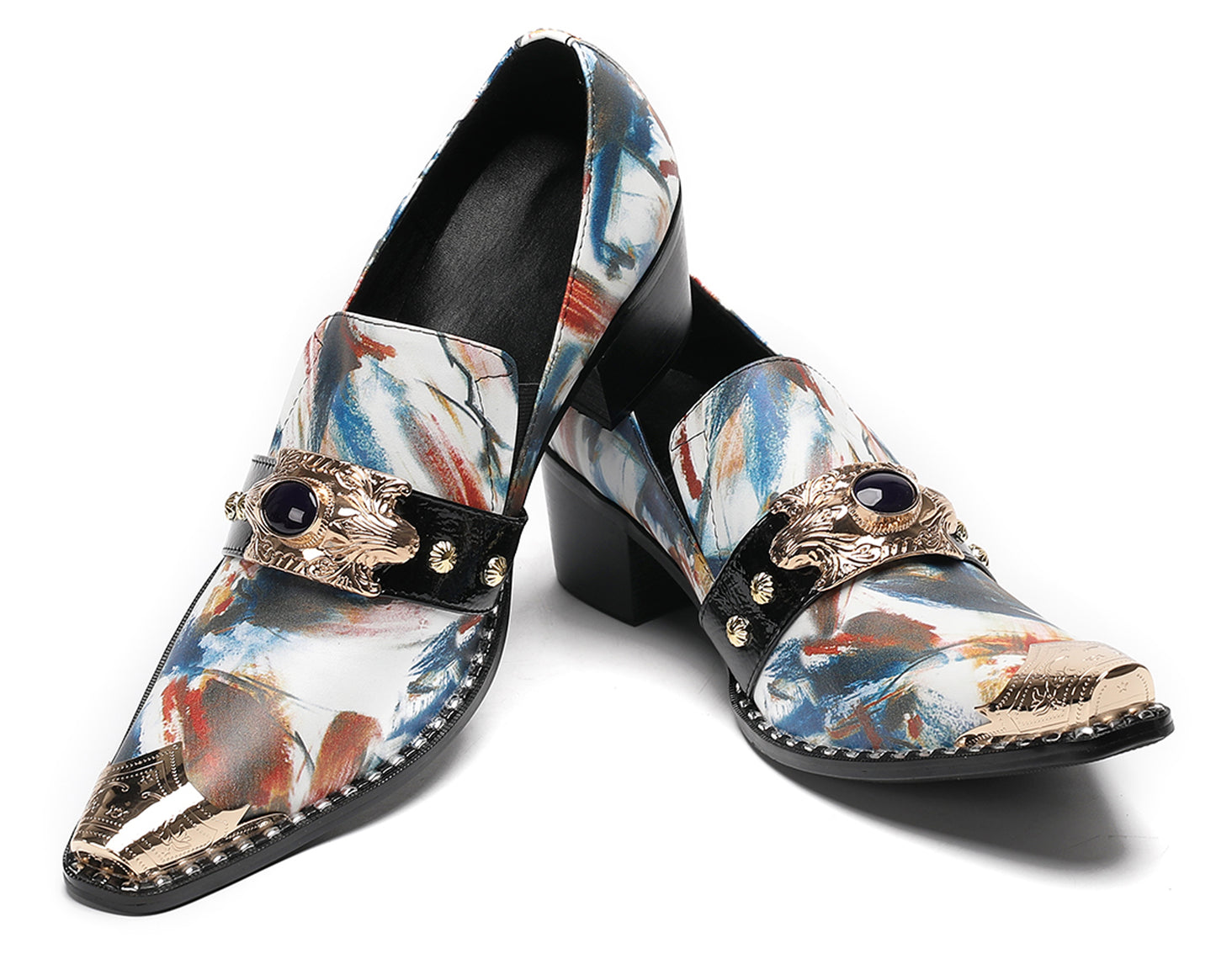 Mens Colorful Art Print Unique Artistic Design Western Loafers