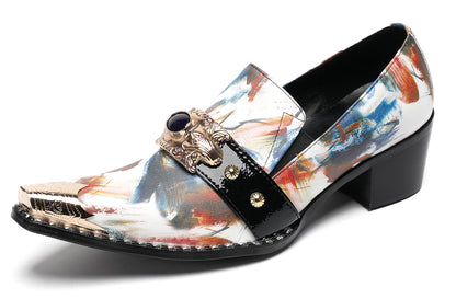 Mens Colorful Art Print Unique Artistic Design Western Loafers