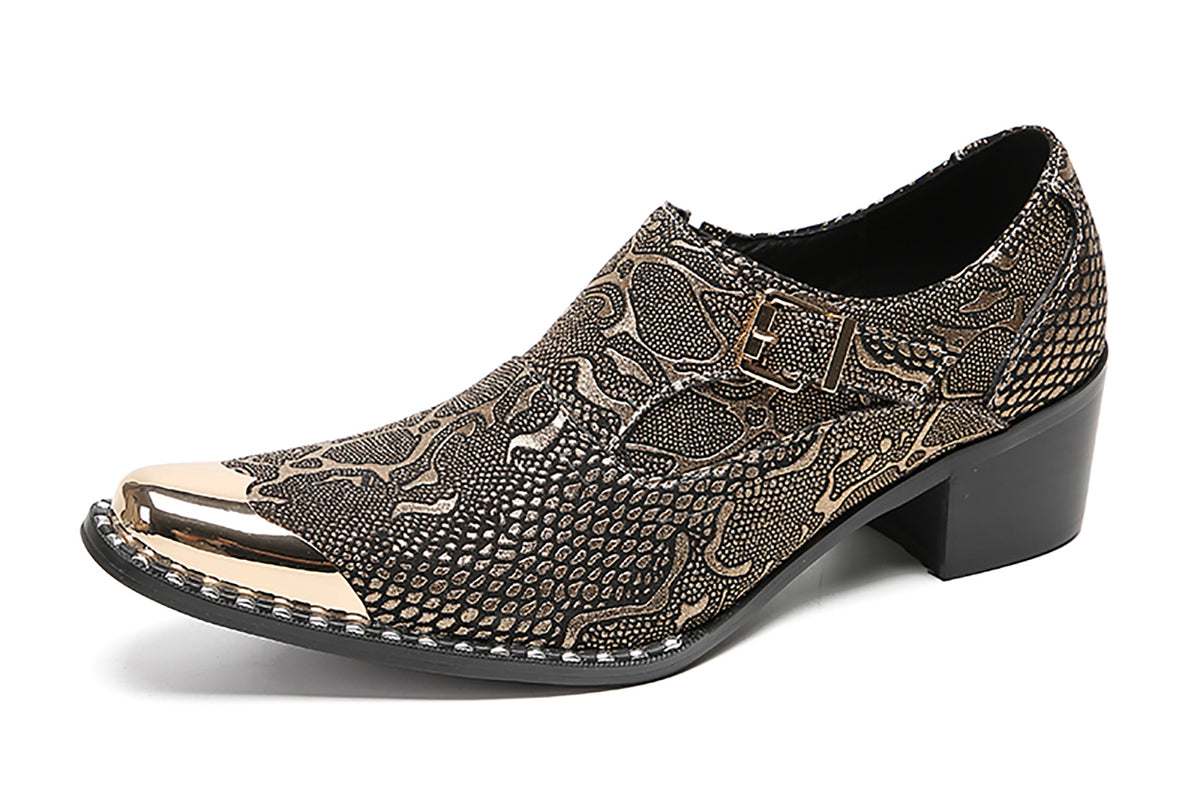 Mens Metal Tip Toe Genuine Leather Slip On Novelty Western Loafers