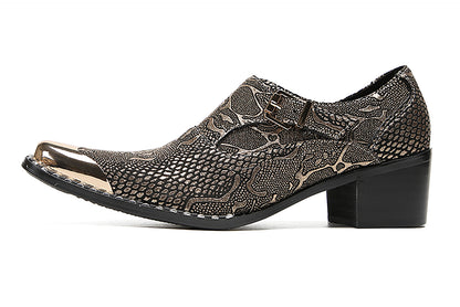 Mens Metal Tip Toe Genuine Leather Slip On Novelty Western Loafers