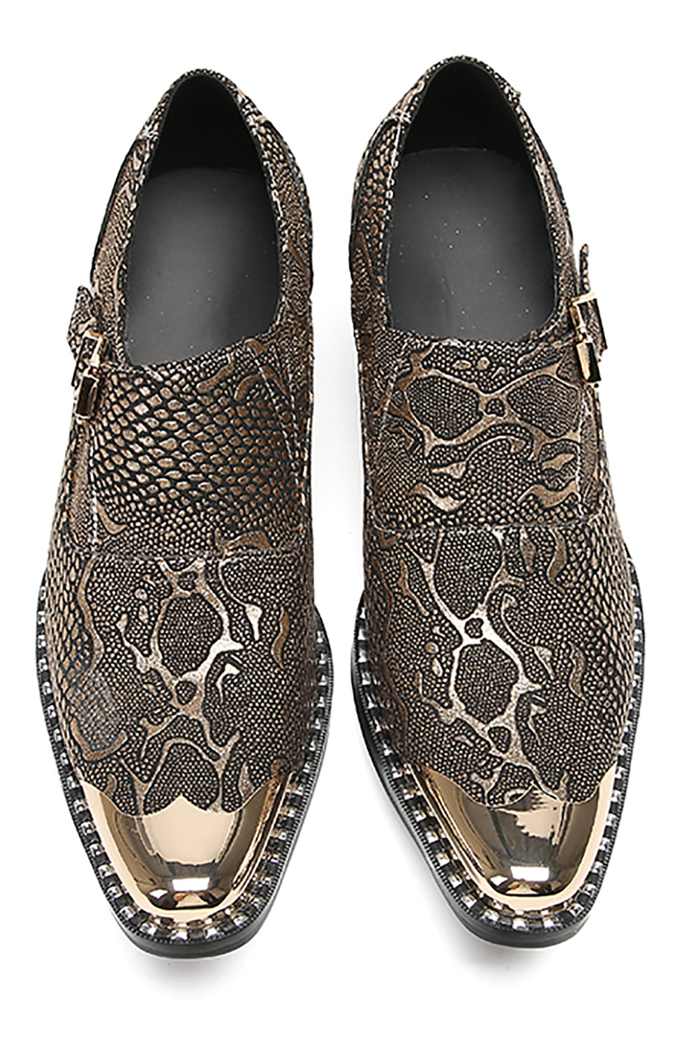 Mens Metal Tip Toe Genuine Leather Slip On Novelty Western Loafers