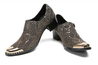 Mens Metal Tip Toe Genuine Leather Slip On Novelty Western Loafers