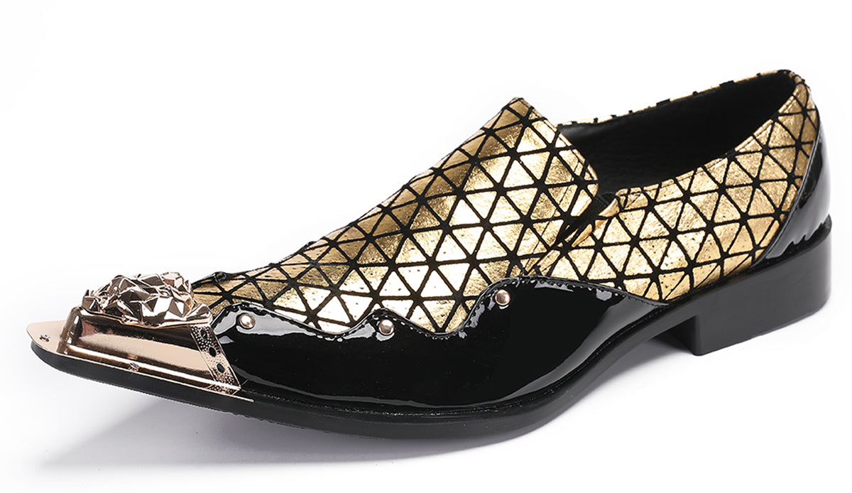 Mens Slip On Disco Two Tone Plaid Western Loafers
