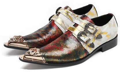 Mens Stylish Fashion Paisley Print Double Monk Strap Western Loafers