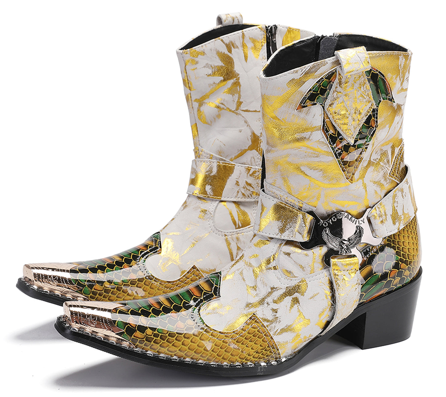 Mens Top-Grain Leather High Top Western Cowboy Boots