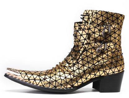 Mens Party Dress Metal Pointed Toe Heel Studded Cowboy Western Boots
