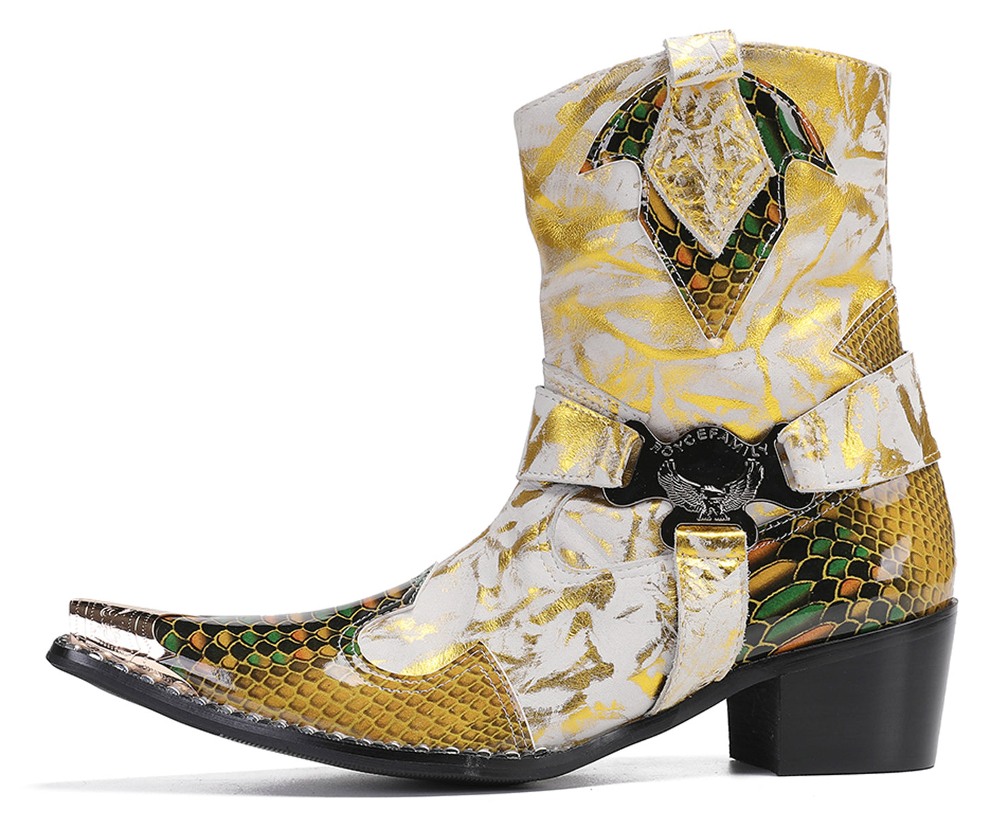 Mens Top-Grain Leather High Top Western Cowboy Boots