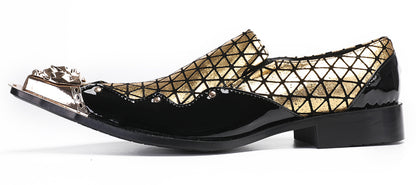 Mens Slip On Disco Two Tone Plaid Western Loafers
