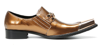 Mens Metal Pointed Toe Party Prom Disco Stage Western Loafers