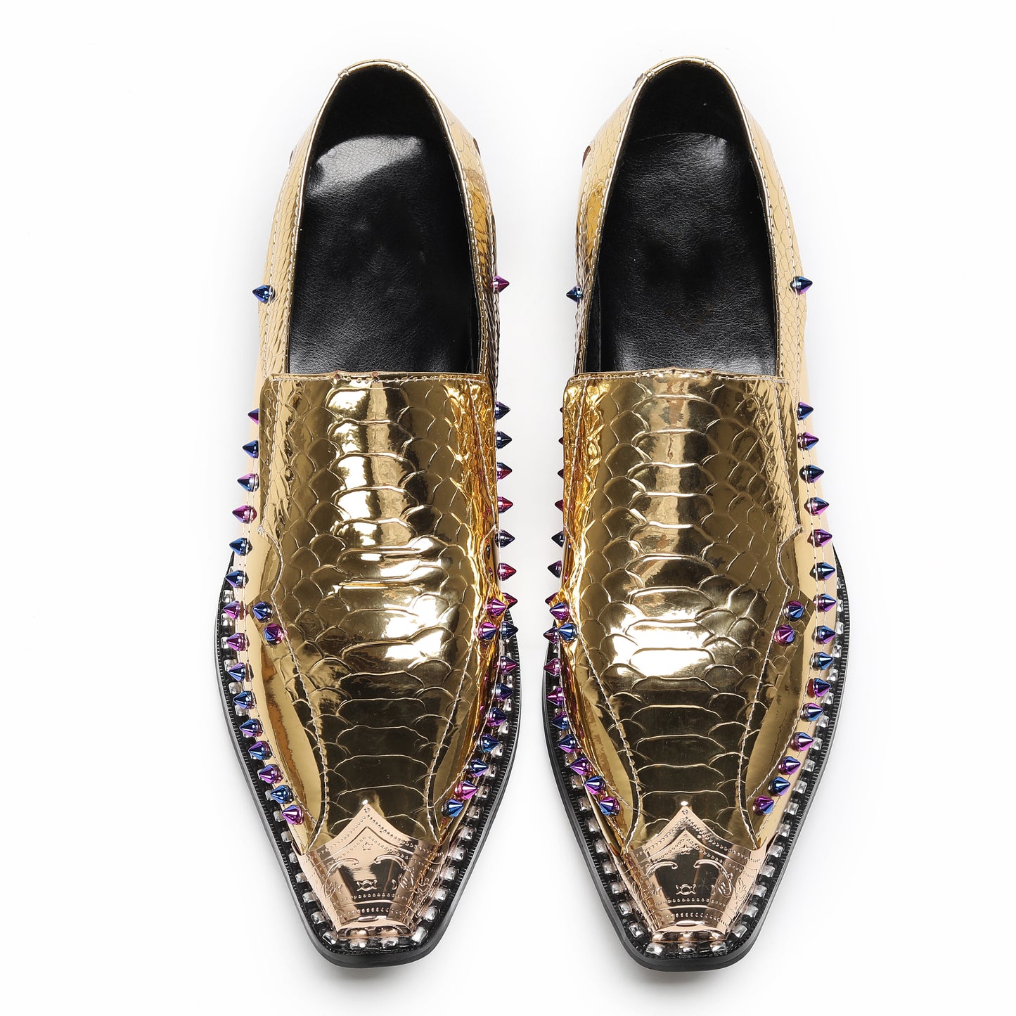 Men¡¯s Top-Grain Leather Metal Toe Slip On Western Loafers