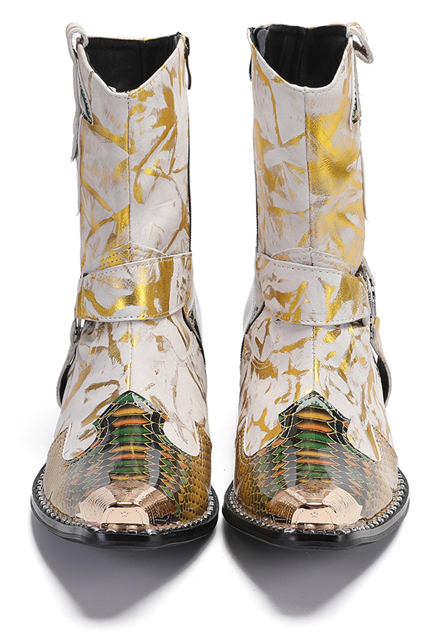 Mens Top-Grain Leather High Top Western Cowboy Boots