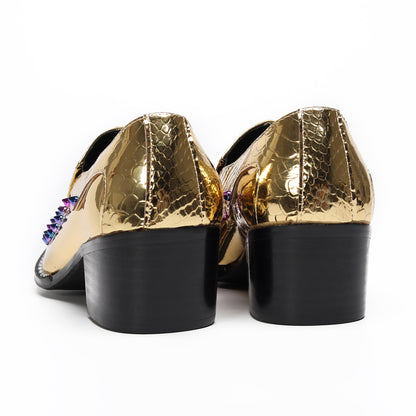 Men¡¯s Top-Grain Leather Metal Toe Slip On Western Loafers