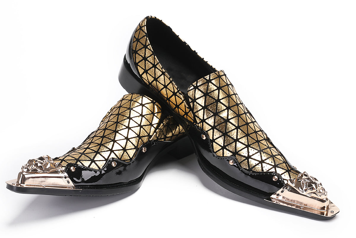 Mens Slip On Disco Two Tone Plaid Western Loafers