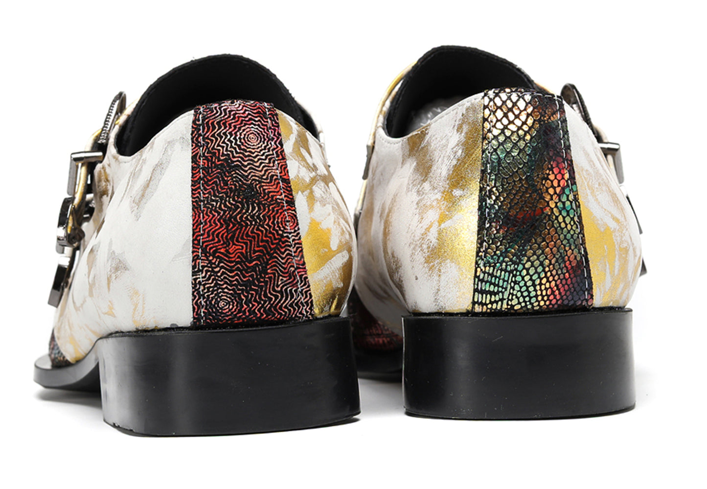 Mens Stylish Fashion Paisley Print Double Monk Strap Western Loafers