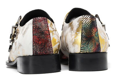 Mens Stylish Fashion Paisley Print Double Monk Strap Western Loafers