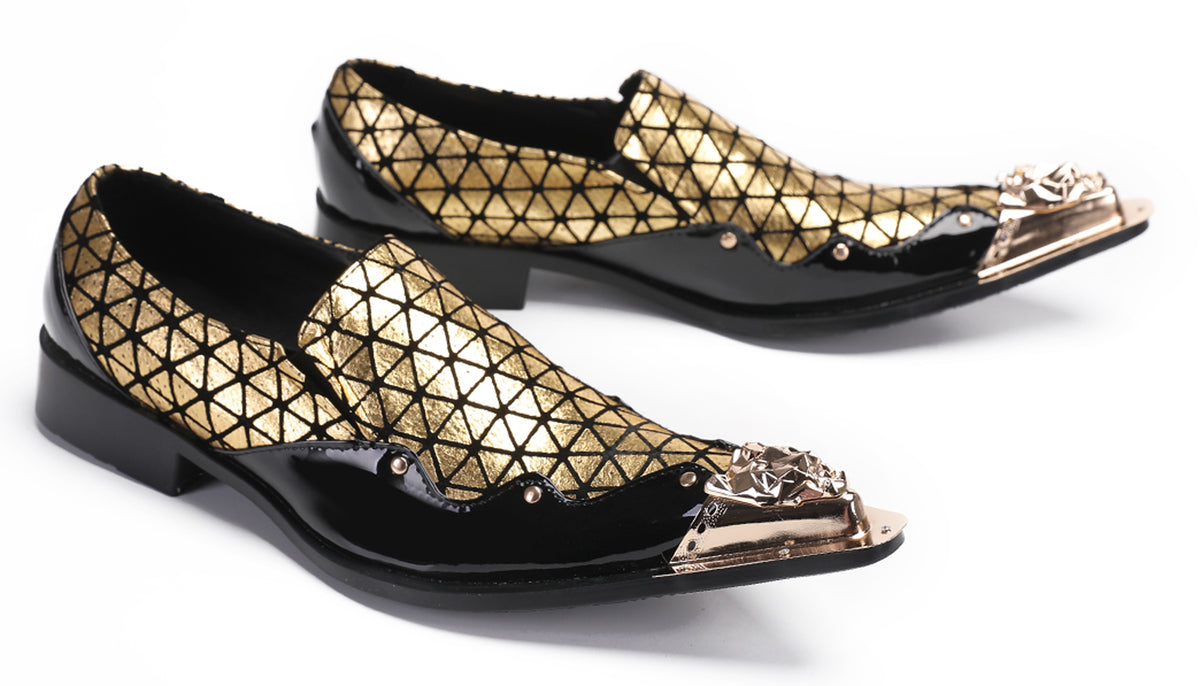 Mens Slip On Disco Two Tone Plaid Western Loafers