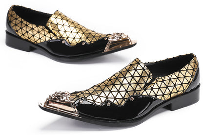 Mens Slip On Disco Two Tone Plaid Western Loafers
