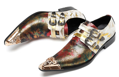 Mens Stylish Fashion Paisley Print Double Monk Strap Western Loafers